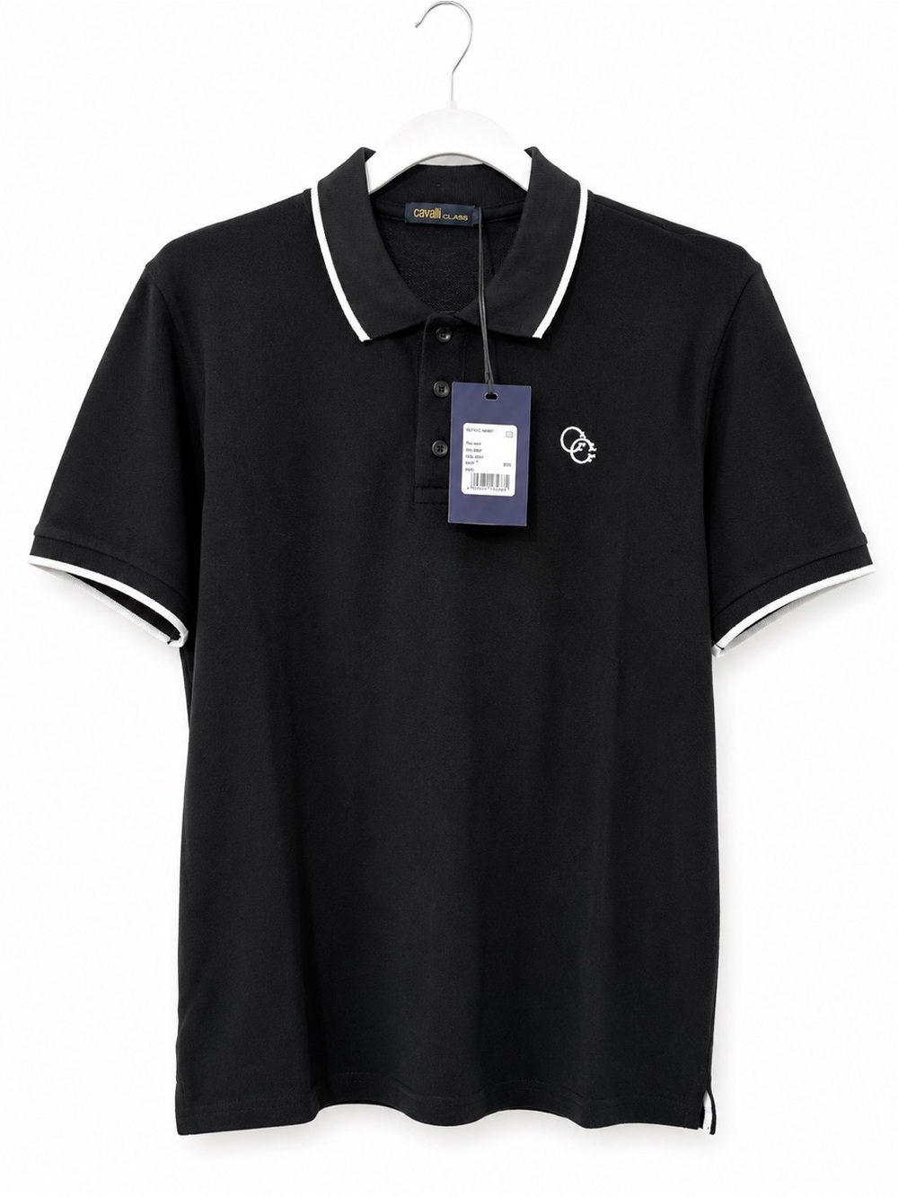 Roberto Cavalli Black Polo with White Trim